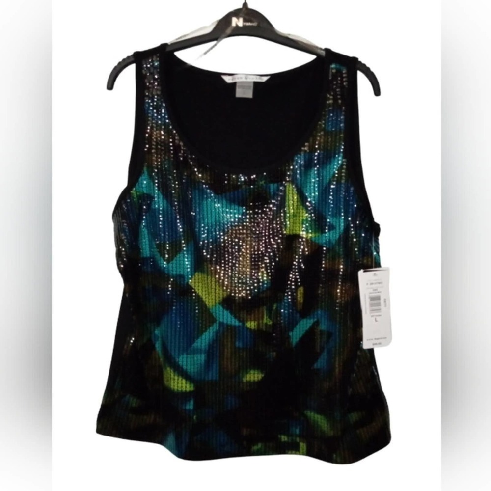 [B1] Peter Nygard Mosaic Multicolor Sleeveless Top $49, Size Large - Picture 4 of 7